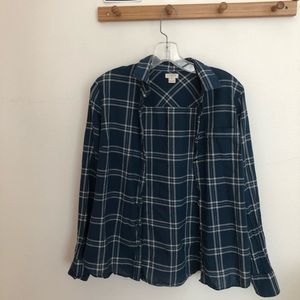 J.Crew teal & white checkered button-down